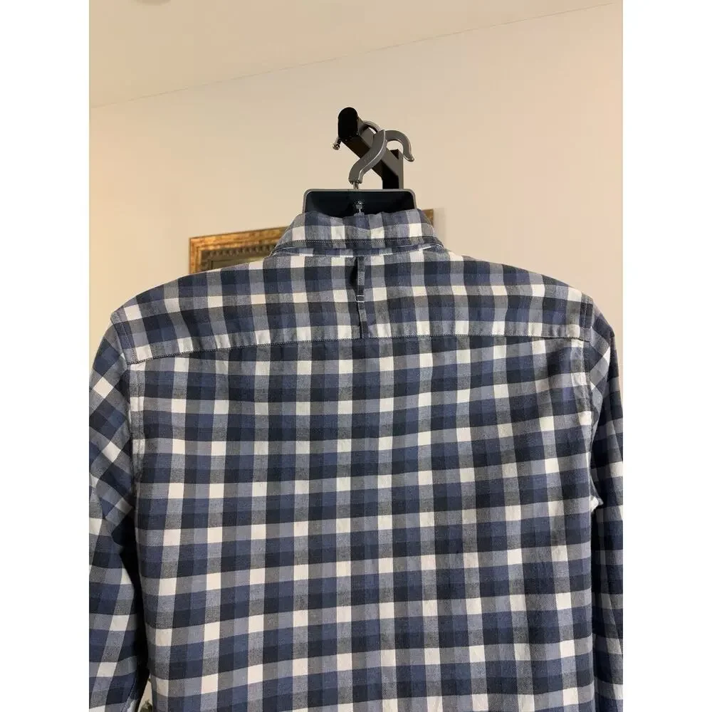 Banana Republic Slim Fit Men's Blue White Plaid Button Down Medium Long Sleeve